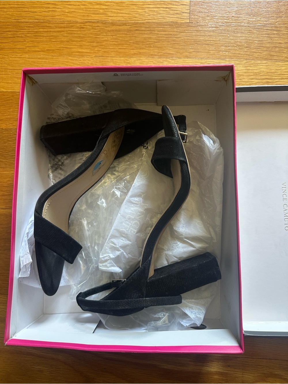 Vince Camuto Black Suede Block Heel Sandals